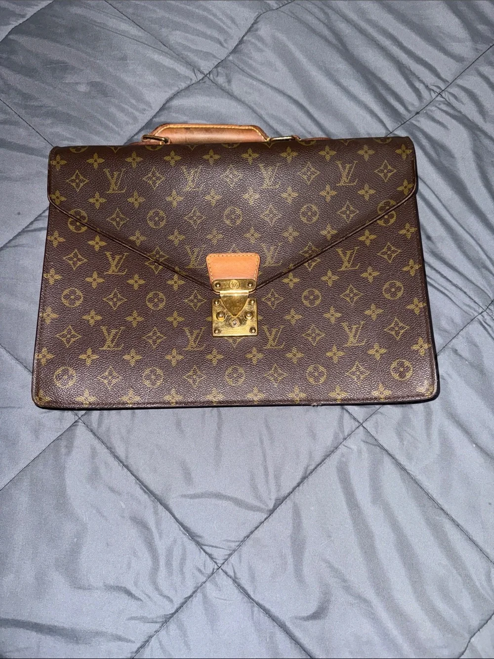 Louis Vuitton Monogram Canvas Briefcase in Brown with Gold Hardware